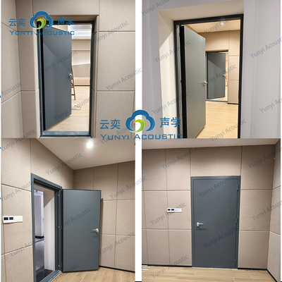 Porte insonorisée de 100 mm d'épaisseur pour bureaux en bois gris enduit de poudre de grain de bois