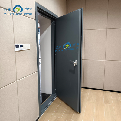 Porte insonorisée de 100 mm d'épaisseur pour bureaux en bois gris enduit de poudre de grain de bois
